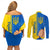 Ukraine Unity Day Couples Matching Off Shoulder Short Dress and Long Sleeve Button Shirt Ukrainian Unification Act - Wonder Print Shop