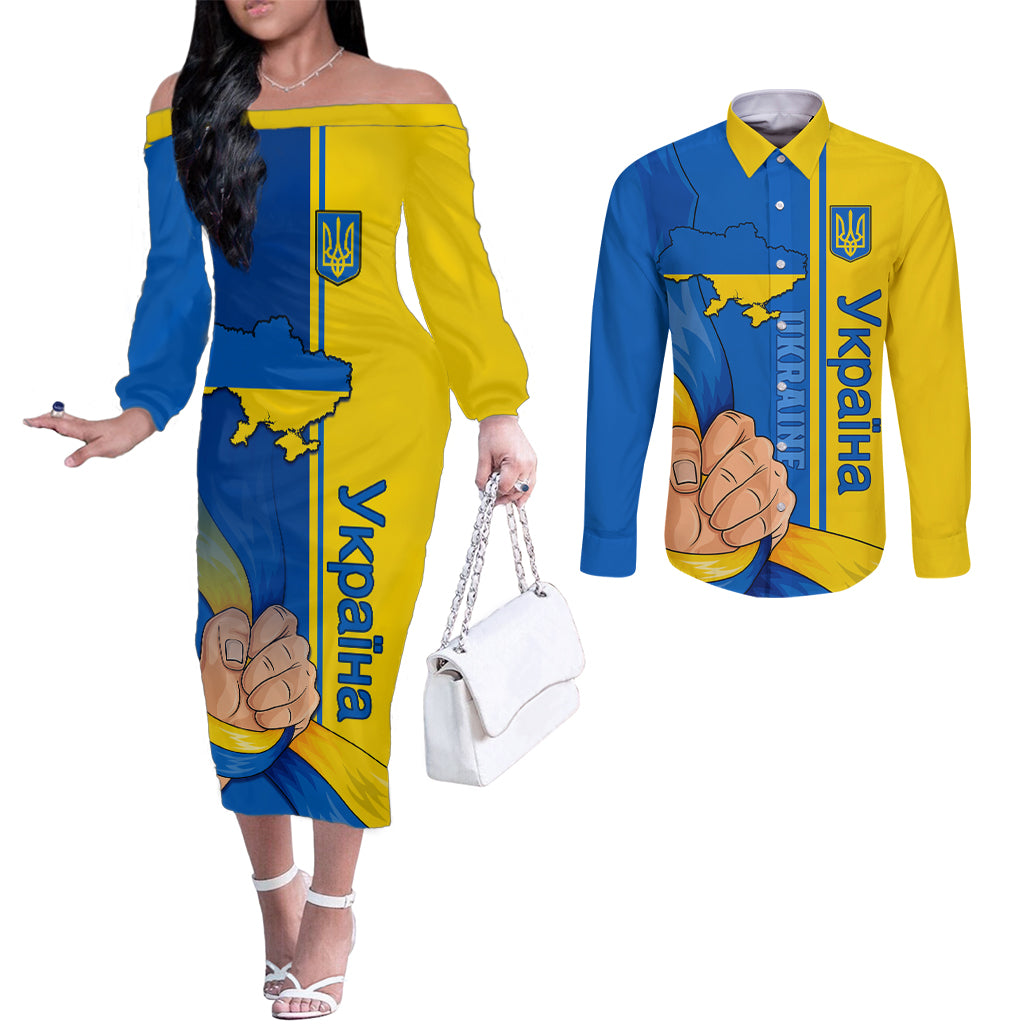 ukraine-unity-day-couples-matching-off-the-shoulder-long-sleeve-dress-and-long-sleeve-button-shirt-ukrainian-unification-act