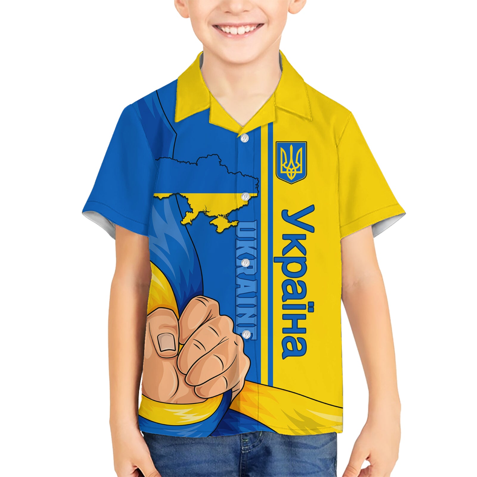 Ukraine Unity Day Kid Hawaiian Shirt Ukrainian Unification Act - Wonder Print Shop