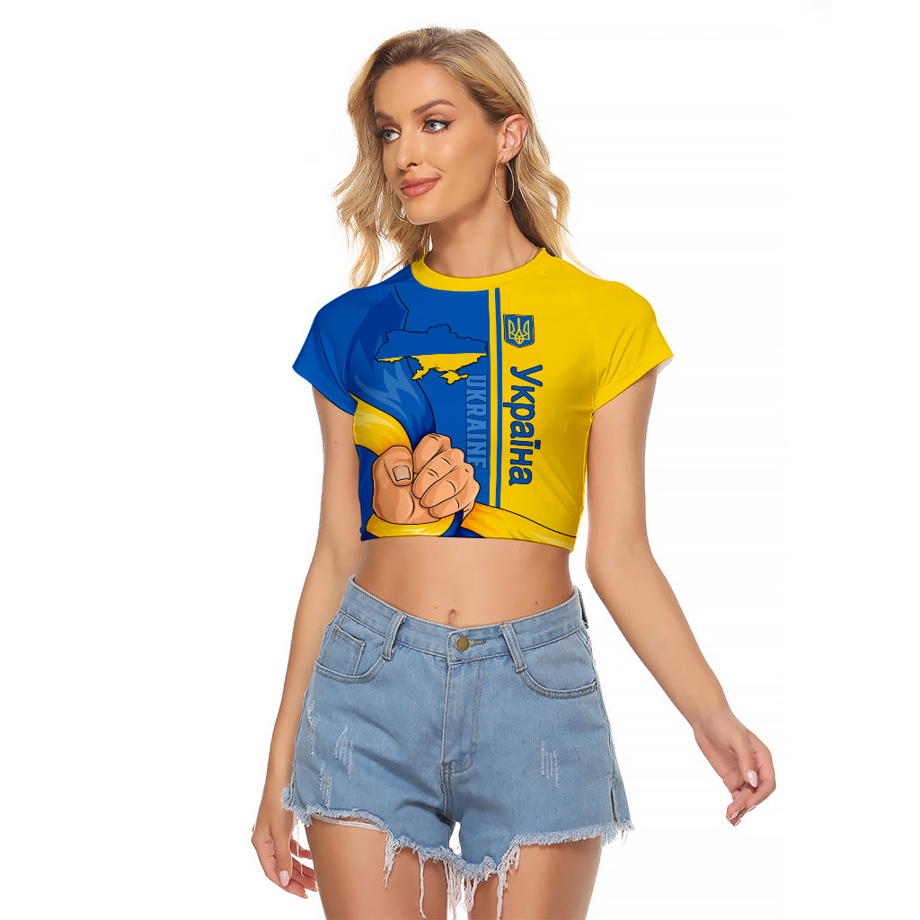 Ukraine Unity Day Raglan Cropped T Shirt Ukrainian Unification Act - Wonder Print Shop