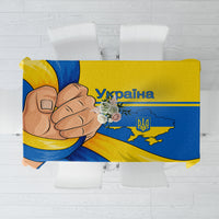 Ukraine Unity Day tablecloth, blue and yellow graphic with trident and map