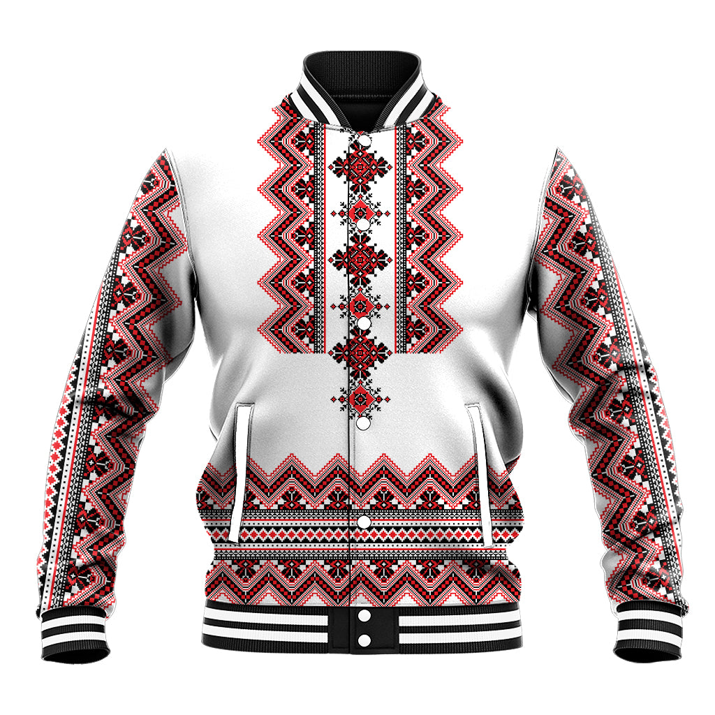 Ukraine Folk Pattern Baseball Jacket Ukrainian Traditional Version - Wonder Print Shop