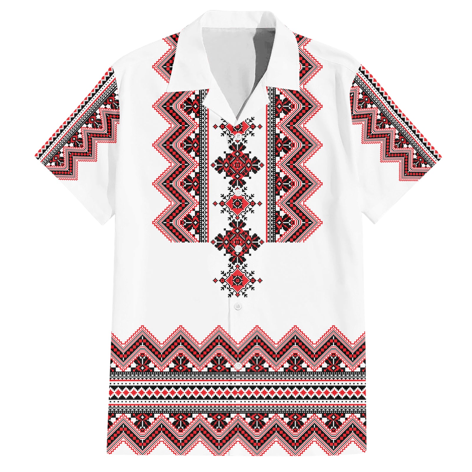 Ukraine Folk Pattern Hawaiian Shirt Ukrainian Traditional Version - Wonder Print Shop