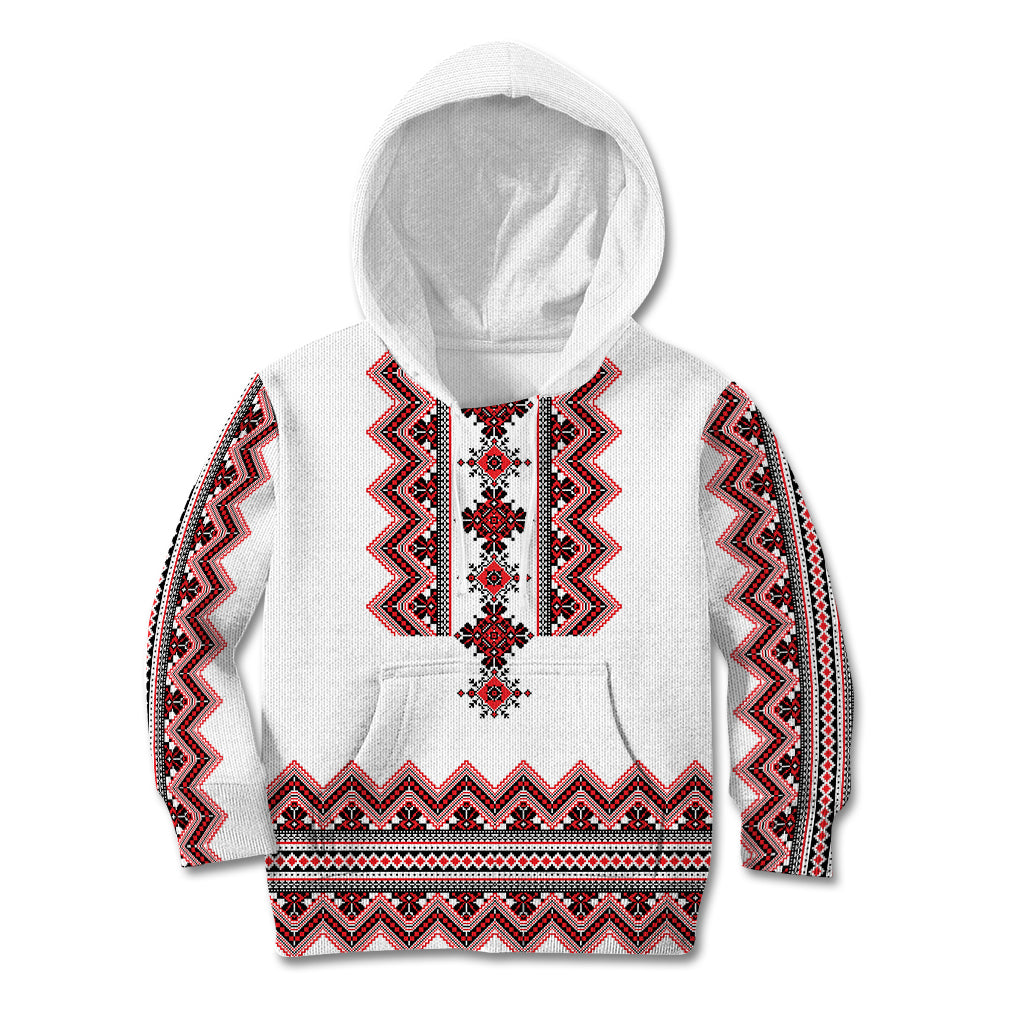 Ukraine Folk Pattern Kid Hoodie Ukrainian Traditional Version - Wonder Print Shop