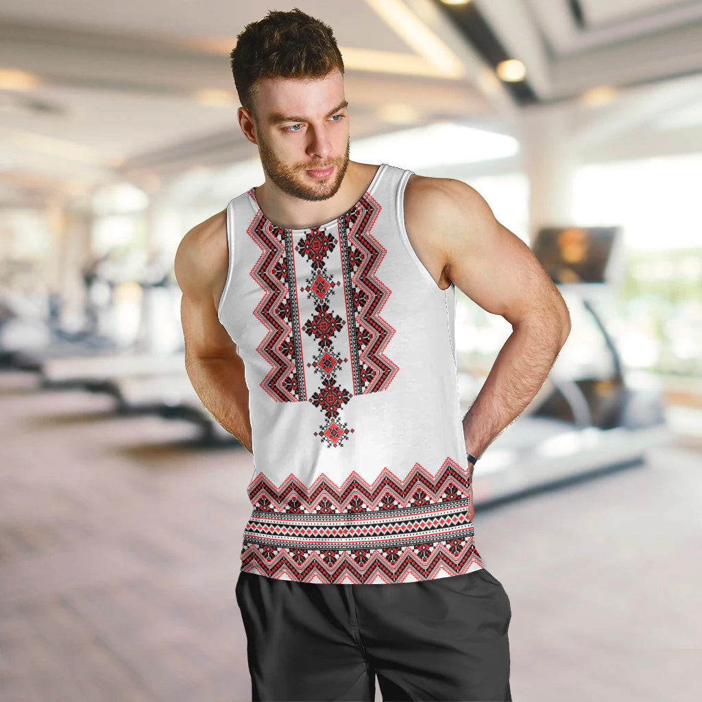 Ukraine Folk Pattern Men Tank Top Ukrainian Traditional Version - Wonder Print Shop