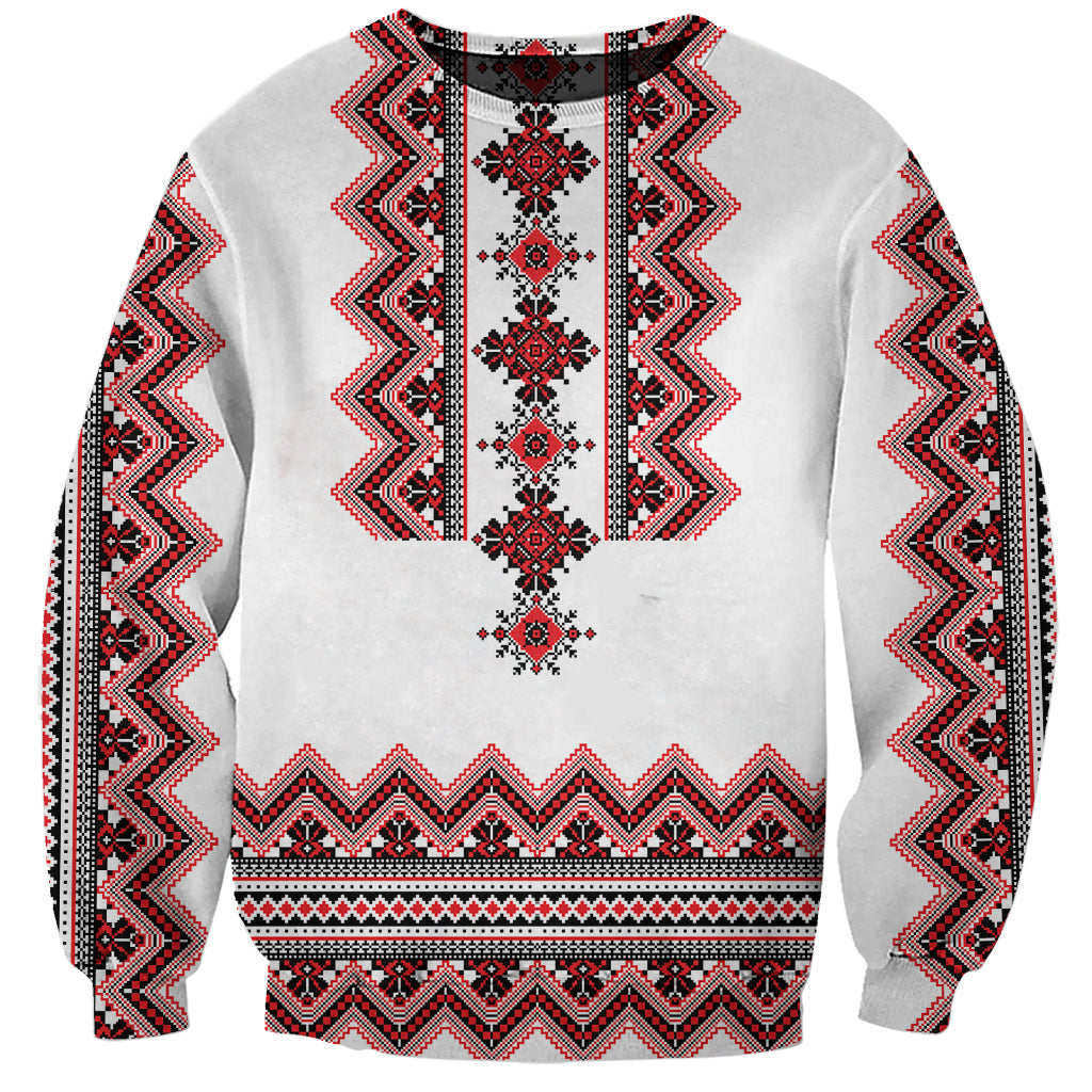 Ukraine Folk Pattern Sweatshirt Ukrainian Traditional Version - Wonder Print Shop