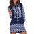 Ukraine Folk Pattern Hoodie Dress Ukrainian Navy Blue Version - Wonder Print Shop