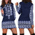 Ukraine Folk Pattern Hoodie Dress Ukrainian Navy Blue Version - Wonder Print Shop