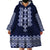 Ukraine Folk Pattern Wearable Blanket Hoodie Ukrainian Navy Blue Version - Wonder Print Shop