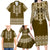 Ukraine Folk Pattern Family Matching Long Sleeve Bodycon Dress and Hawaiian Shirt Ukrainian Wood Brown Version - Wonder Print Shop