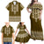 Ukraine Folk Pattern Family Matching Off Shoulder Maxi Dress and Hawaiian Shirt Ukrainian Wood Brown Version - Wonder Print Shop