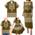 Ukraine Folk Pattern Family Matching Puletasi Dress and Hawaiian Shirt Ukrainian Wood Brown Version - Wonder Print Shop