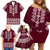 Ukraine Folk Pattern Family Matching Off Shoulder Short Dress and Hawaiian Shirt Ukrainian Wine Red Version - Wonder Print Shop