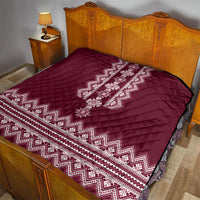 Wine red quilt bedding set with quilted diamonds and white embroidered-style border
