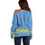 Feliz Dia di Betico Off Shoulder Sweater Aruba Flag Style