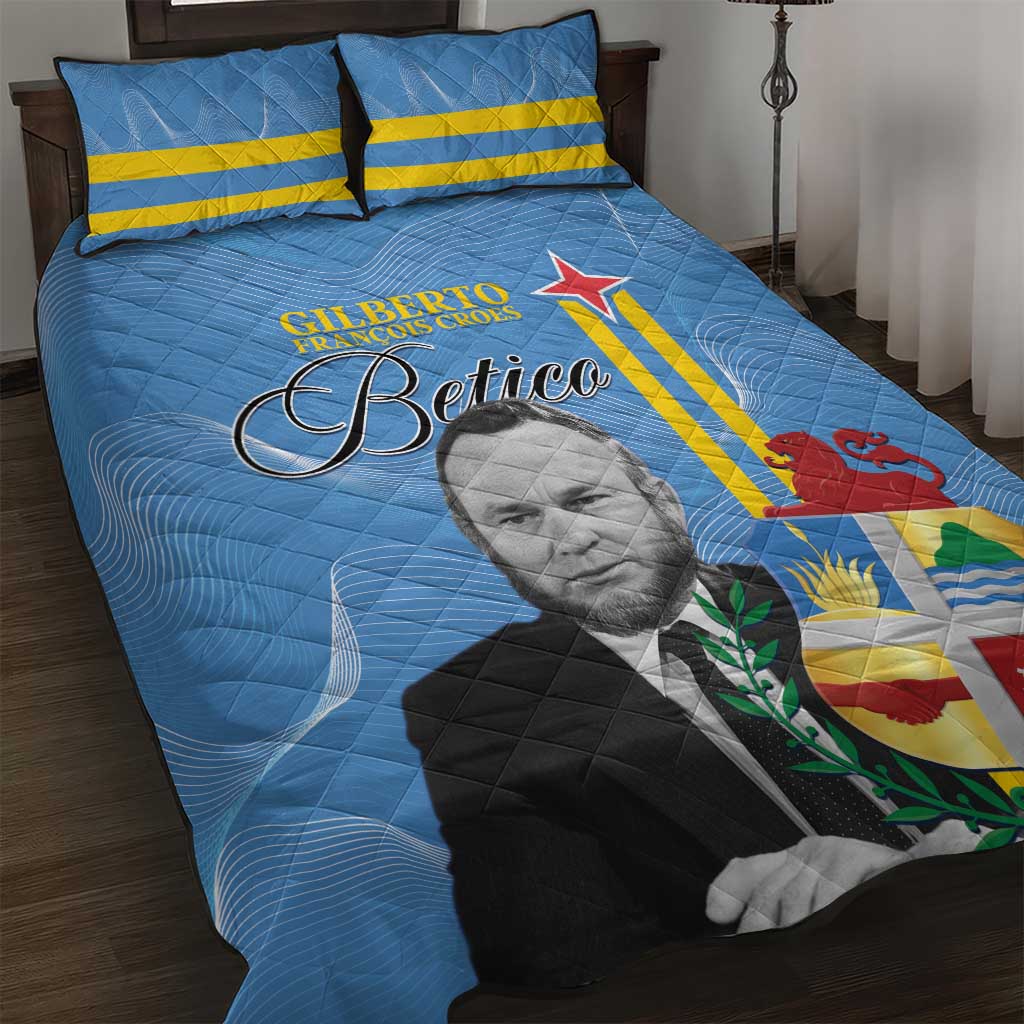 Feliz Dia di Betico Quilt Bed Set Aruba Flag Style - Wonder Print Shop