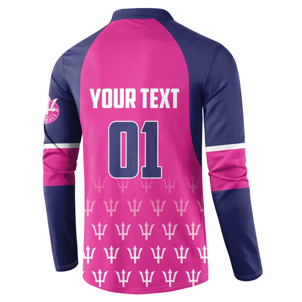 Pink and navy cricket button sweatshirt back with YOUR TEXT and number 01