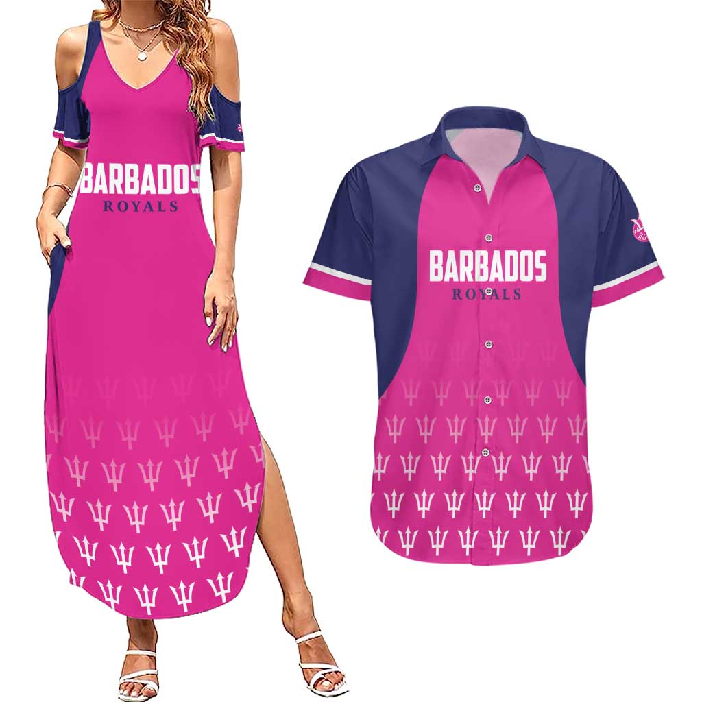 Custom Barbados Royals Cricket Couples Matching Summer Maxi Dress and Hawaiian Shirt Back to Back Champions - Wonder Print Shop