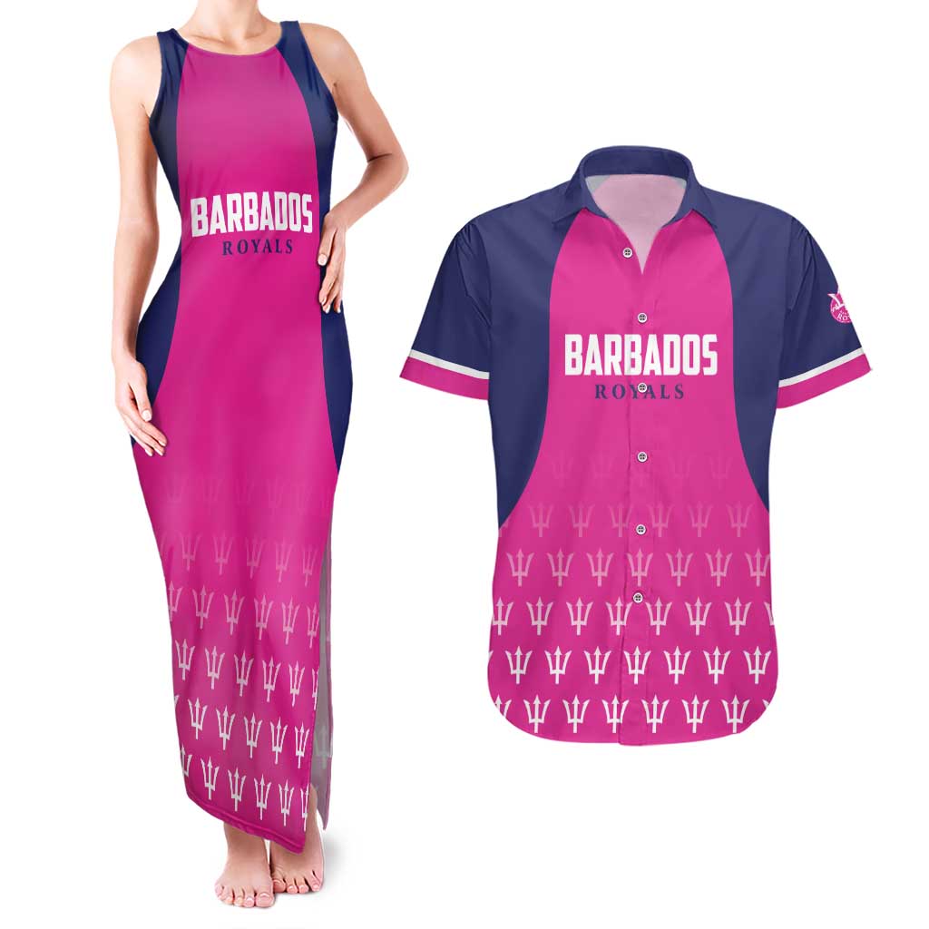 Custom Barbados Royals Cricket Couples Matching Tank Maxi Dress and Hawaiian Shirt Back to Back Champions - Wonder Print Shop