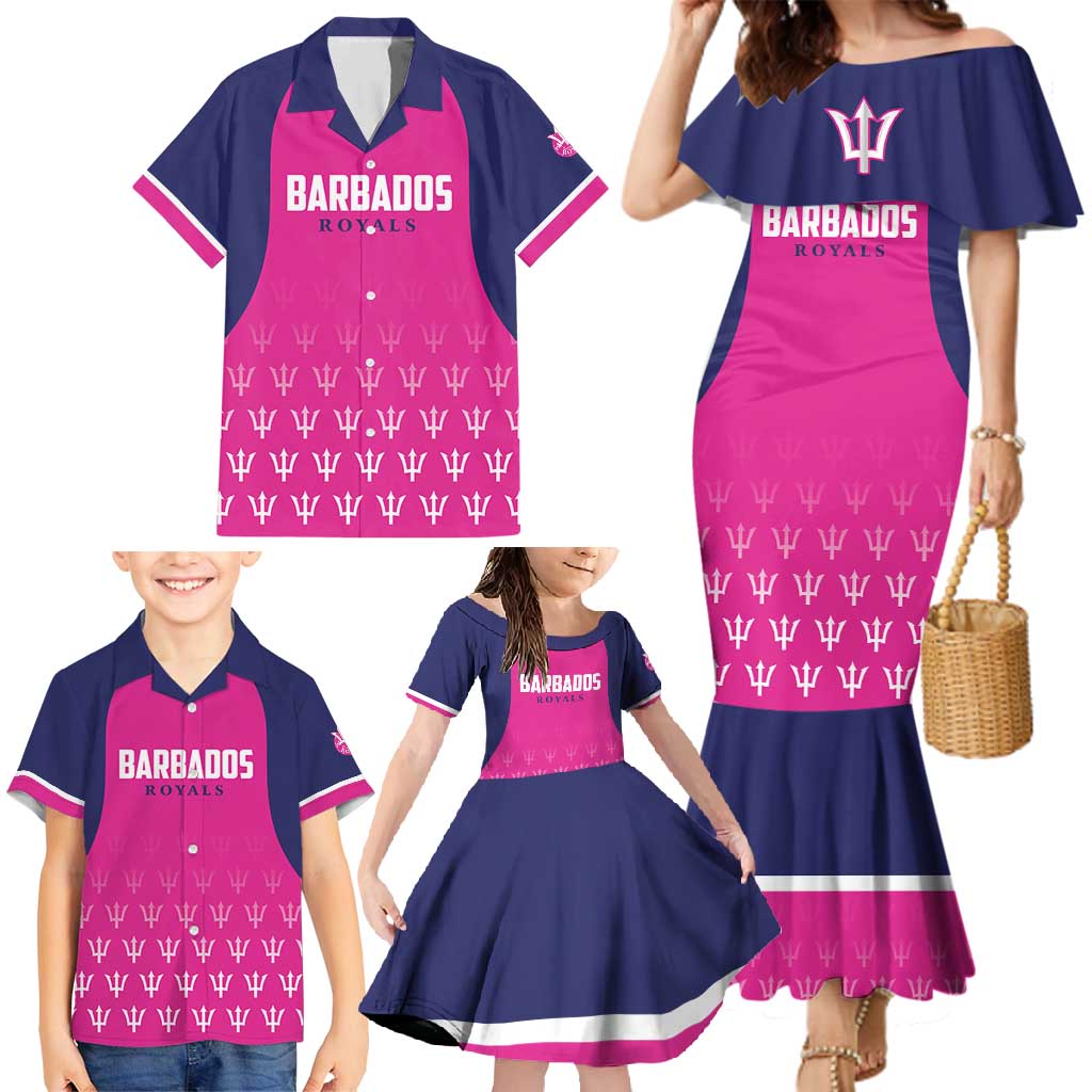 Custom Barbados Royals Cricket Family Matching Mermaid Dress and Hawaiian Shirt Back to Back Champions - Wonder Print Shop