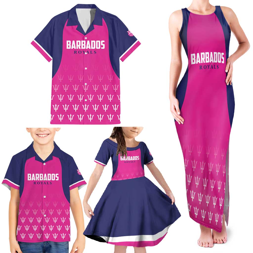 Custom Barbados Royals Cricket Family Matching Tank Maxi Dress and Hawaiian Shirt Back to Back Champions - Wonder Print Shop