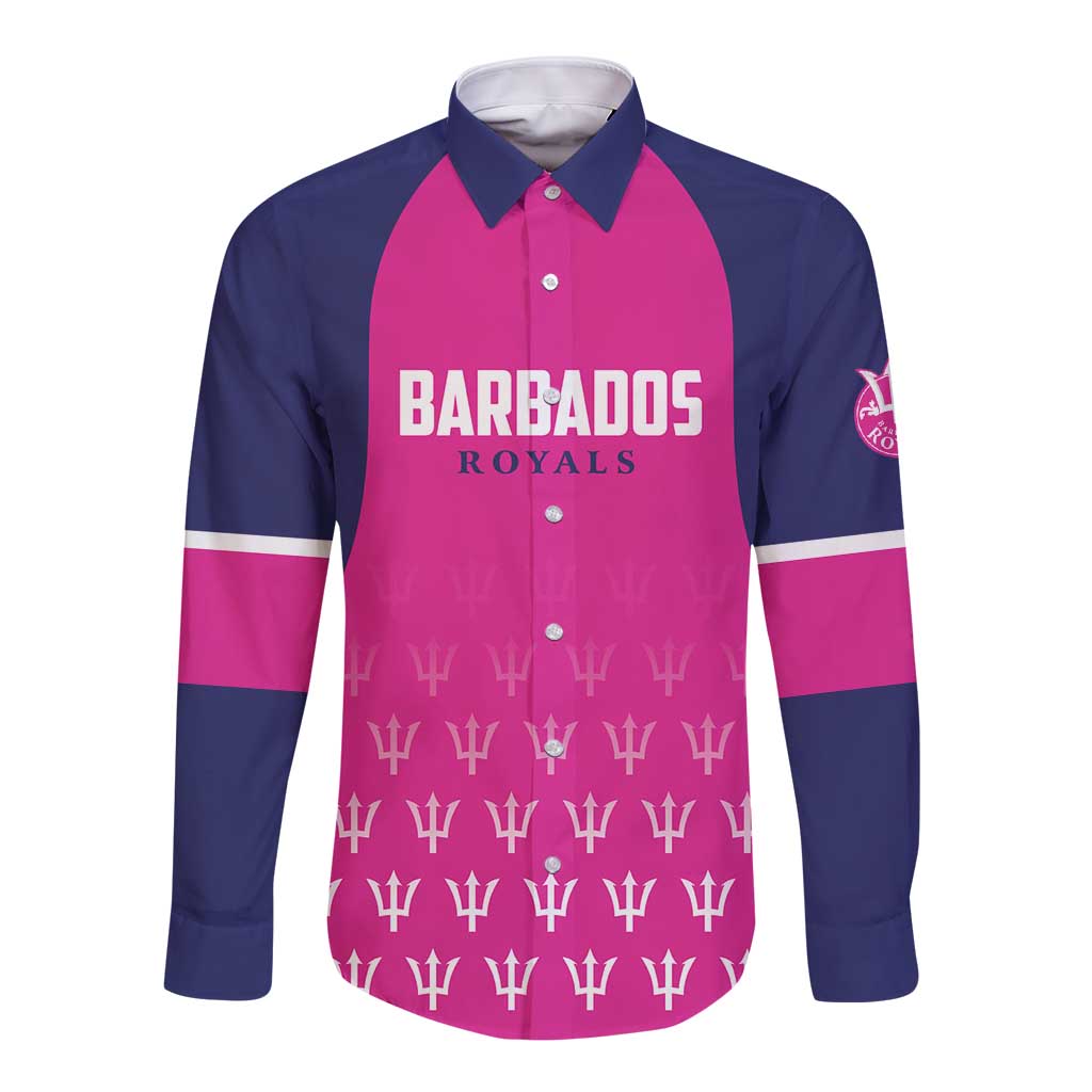 Custom Barbados Royals Cricket Long Sleeve Button Shirt Back to Back Champions - Wonder Print Shop