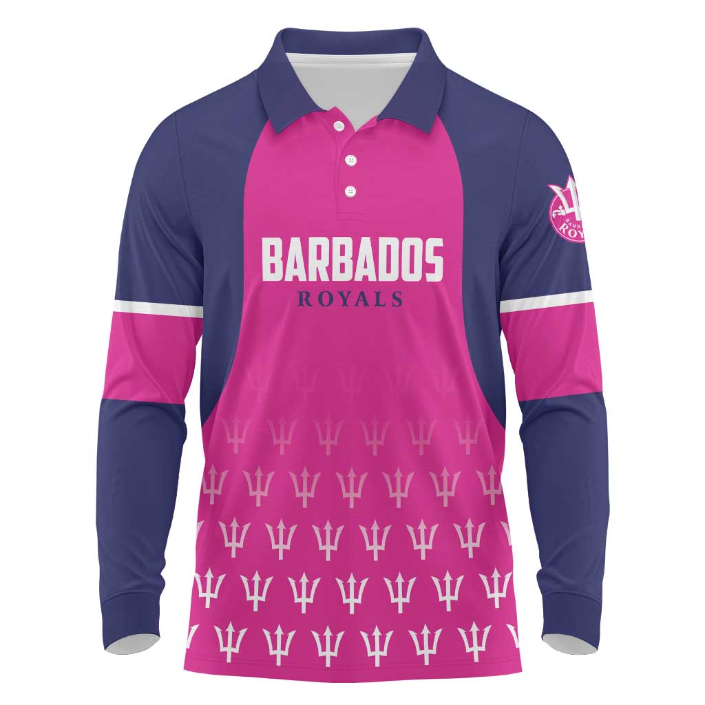 Custom Barbados Royals Cricket Long Sleeve Polo Shirt Back to Back Champions