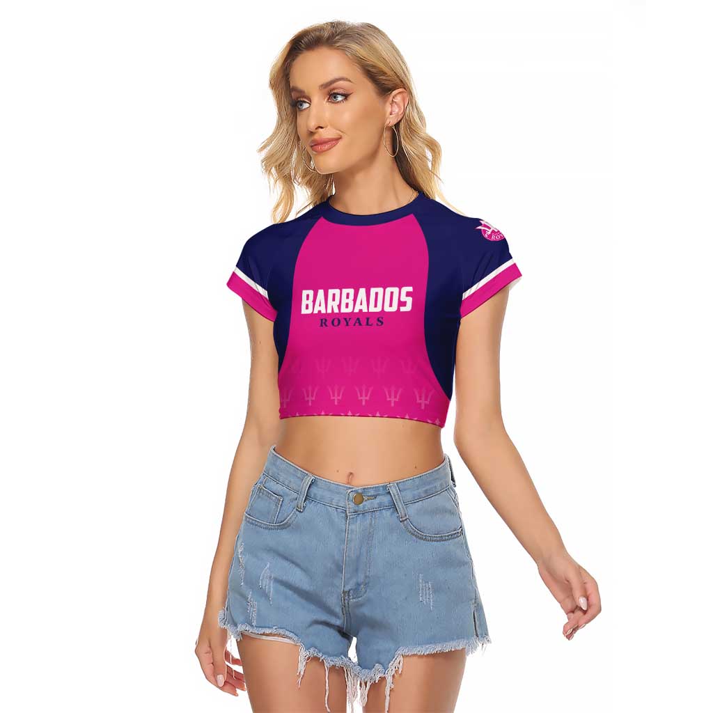 Custom Barbados Royals Cricket Raglan Cropped T Shirt Back to Back Champions - Wonder Print Shop