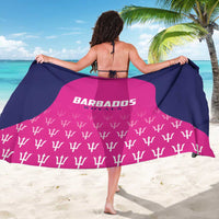 Back view cricket sarong, navy top with pink hem and BARBADOS ROYALS logo