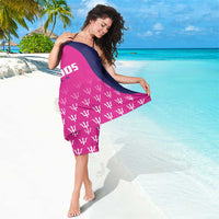 Navy-and-pink cricket sarong with pink emblem pattern and partial BARBADOS ROYALS text