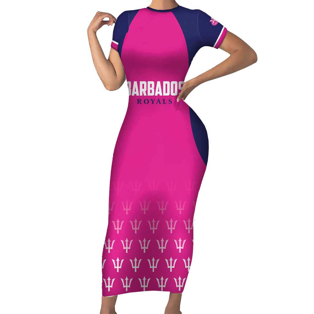 Custom Barbados Royals Cricket Short Sleeve Bodycon Dress Back to Back Champions - Wonder Print Shop