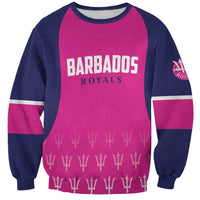 Unisex pink-and-navy cricket sweatshirt with front logo and trophy pattern