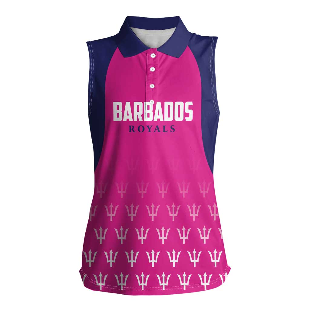 Custom Barbados Royals Cricket Women Sleeveless Polo Shirt Back to Back Champions - Wonder Print Shop