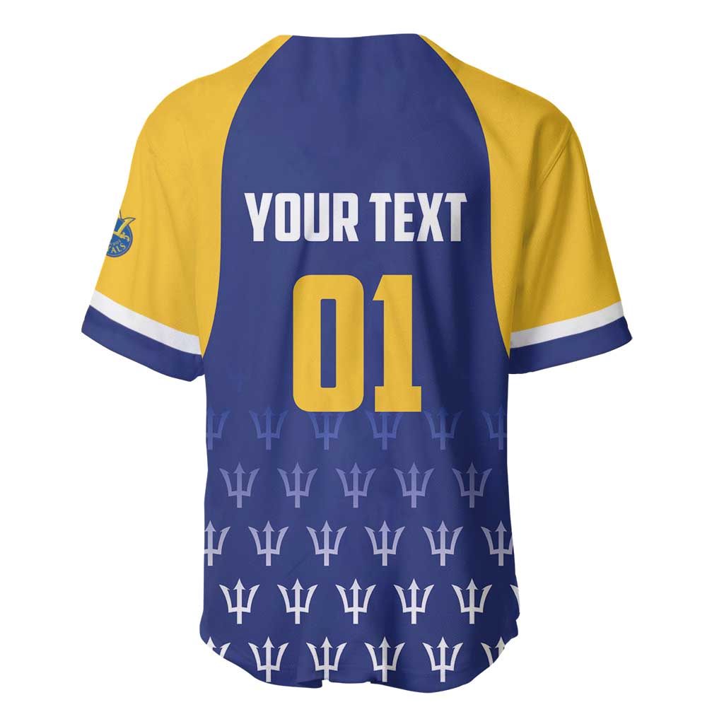 Blue and gold cricket baseball jersey, back print 'YOUR TEXT' and number 01
