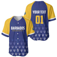 Blue and gold cricket jersey set: front 'BARBADOS TRIDENTS' and back 'YOUR TEXT' 01