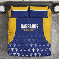 Barbados Tridents cricket bedding set: blue and yellow duvet cover with team logo