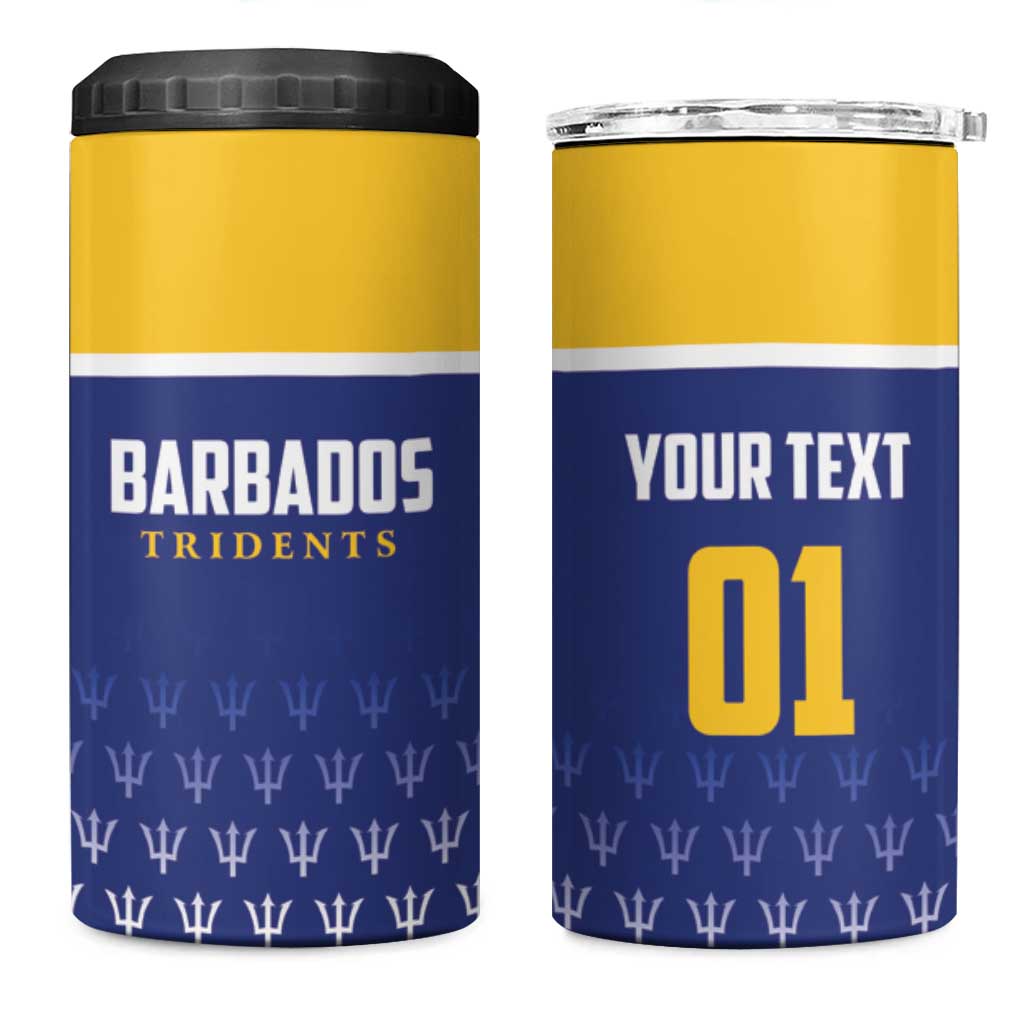 Custom Barbados Tridents Cricket 4 in 1 Can Cooler Tumbler Go Champions