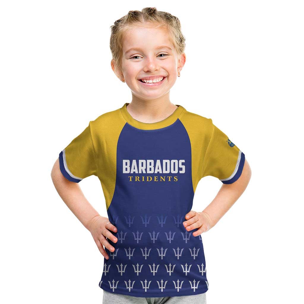 Custom Barbados Tridents Cricket Kid T Shirt Go Champions - Wonder Print Shop