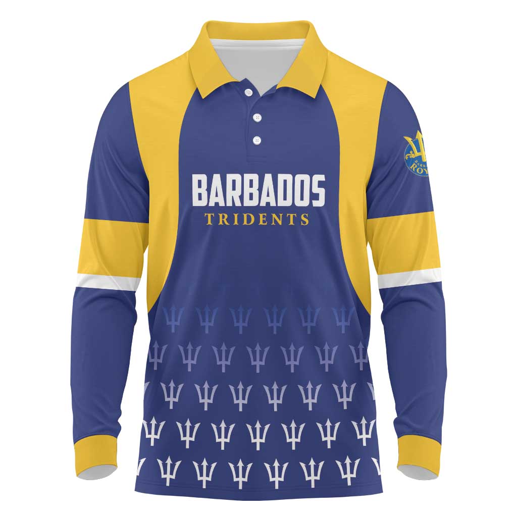 Custom Barbados Tridents Cricket Long Sleeve Polo Shirt Go Champions