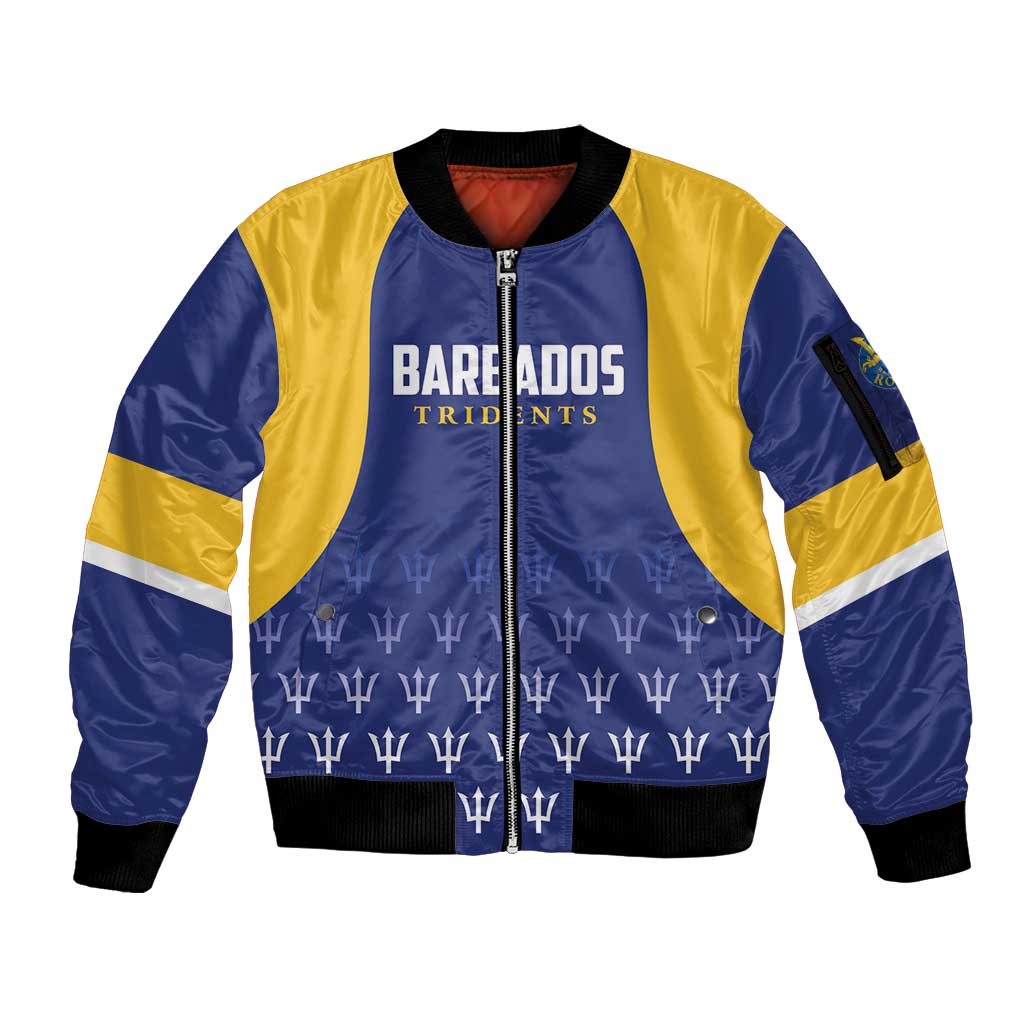 Custom Barbados Tridents Cricket Sleeve Zip Bomber Jacket Go Champions - Wonder Print Shop