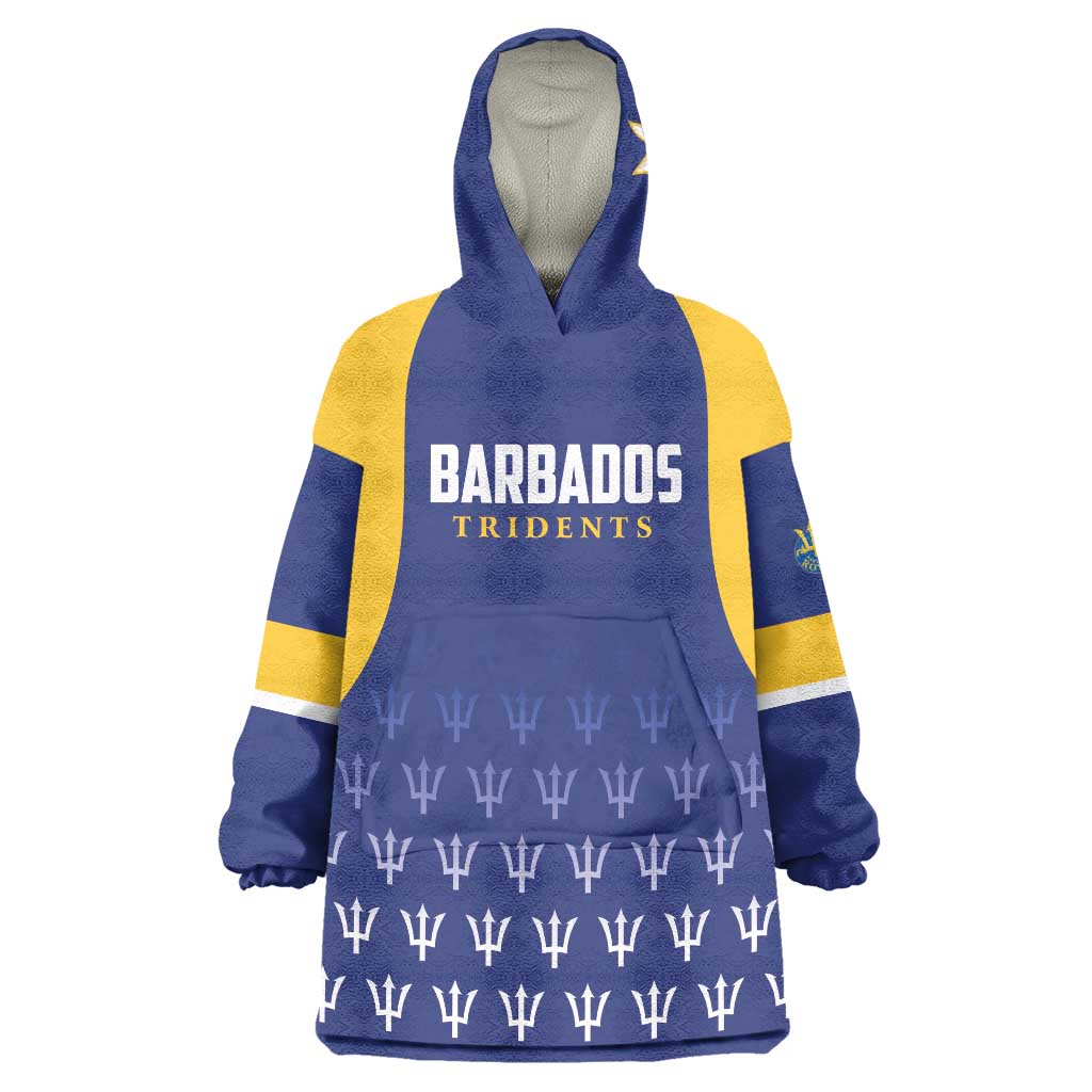 Custom Barbados Tridents Cricket Wearable Blanket Hoodie Go Champions