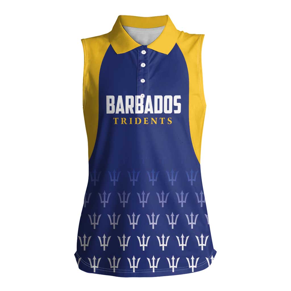 Custom Barbados Tridents Cricket Women Sleeveless Polo Shirt Go Champions - Wonder Print Shop