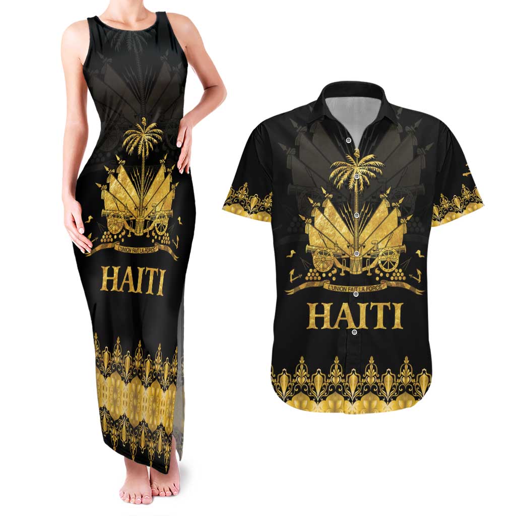 Haiti Neg Marron Gold Couples Matching Tank Maxi Dress and Hawaiian Shirt Lespwa pa anyen san aksyon - Wonder Print Shop