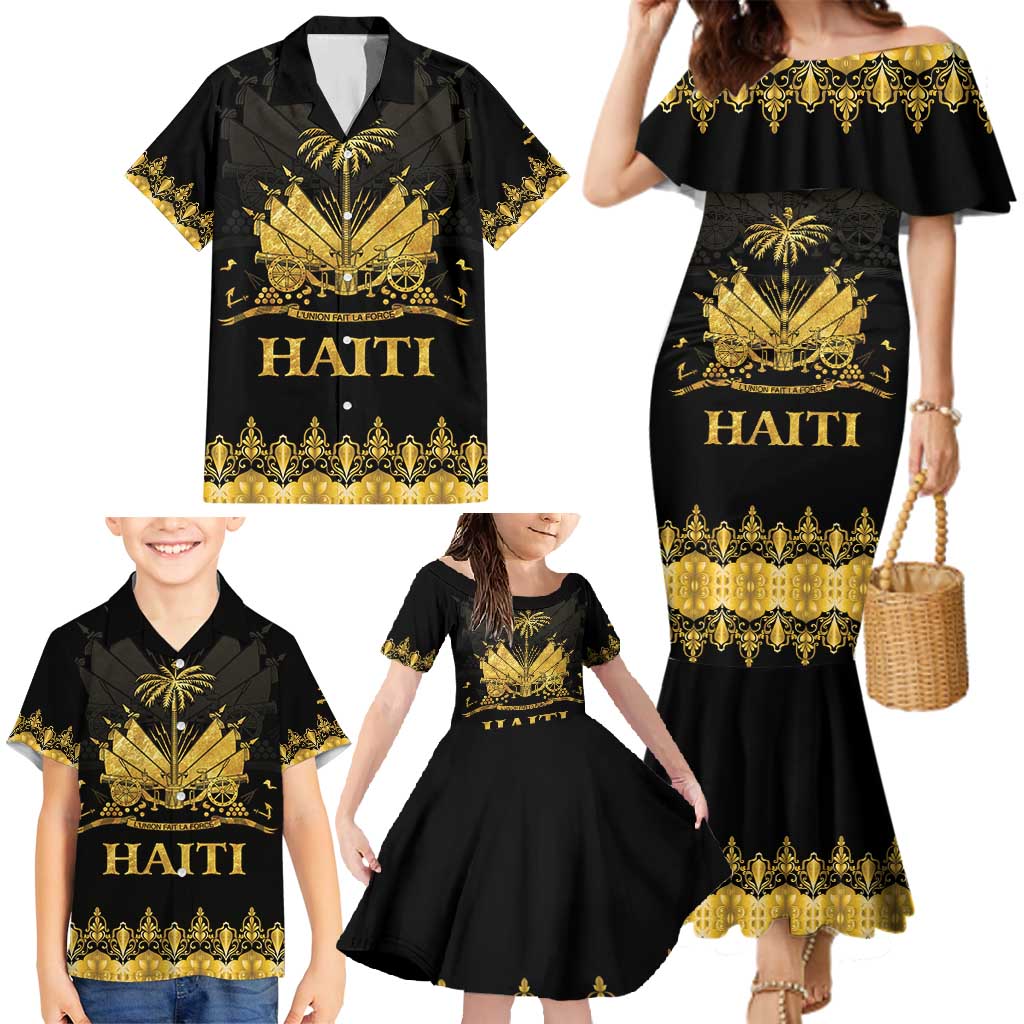 Haiti Neg Marron Gold Family Matching Mermaid Dress and Hawaiian Shirt Lespwa pa anyen san aksyon - Wonder Print Shop