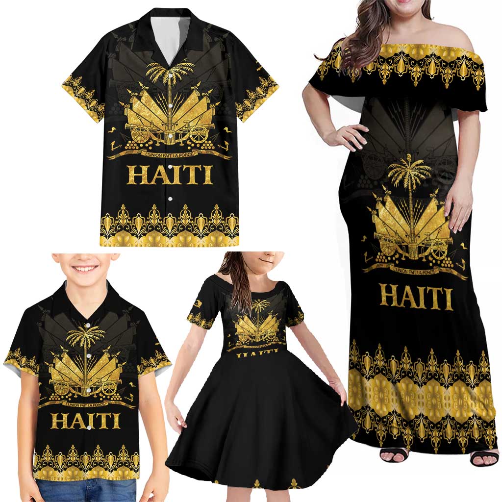 Haiti Neg Marron Gold Family Matching Off Shoulder Maxi Dress and Hawaiian Shirt Lespwa pa anyen san aksyon - Wonder Print Shop