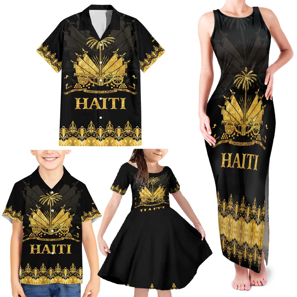 Haiti Neg Marron Gold Family Matching Tank Maxi Dress and Hawaiian Shirt Lespwa pa anyen san aksyon - Wonder Print Shop