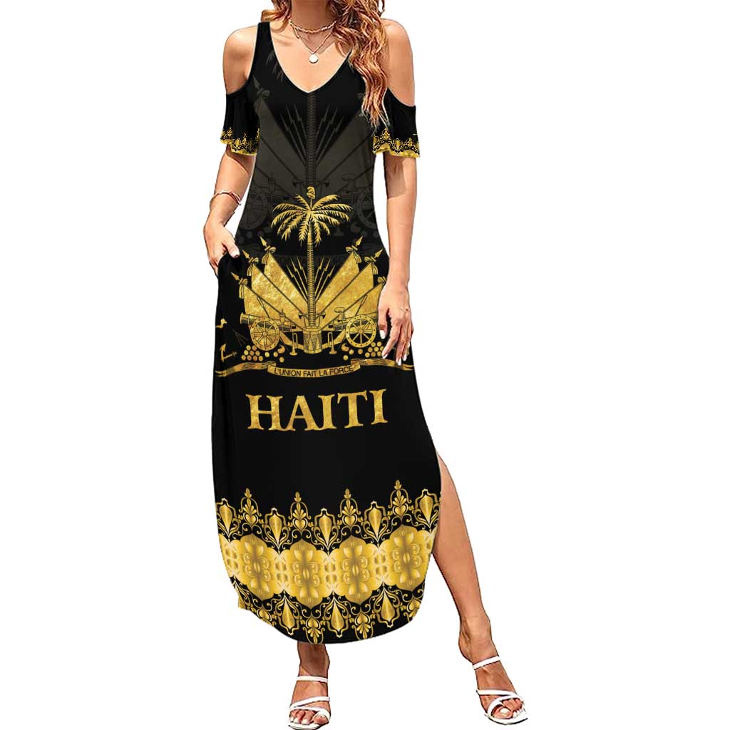 Haiti Neg Marron Gold Summer Maxi Dress Lespwa pa anyen san aksyon - Wonder Print Shop