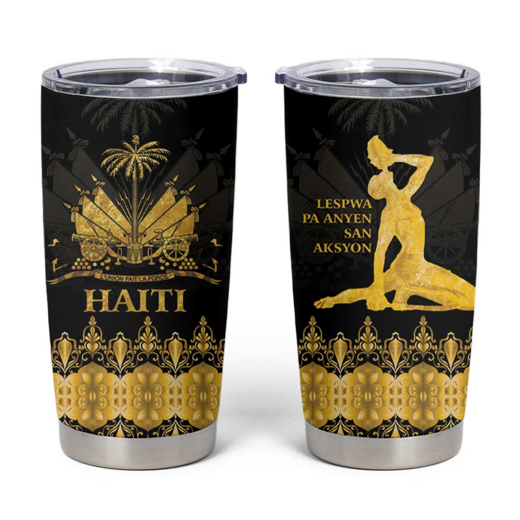 Haiti Neg Marron Gold Tumbler Cup Lespwa pa anyen san aksyon - Wonder Print Shop