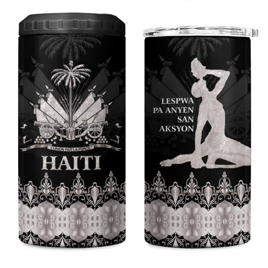 Haiti Neg Marron Silver 4 in 1 Can Cooler Tumbler Hope is Nothing Without Action - Wonder Print Shop