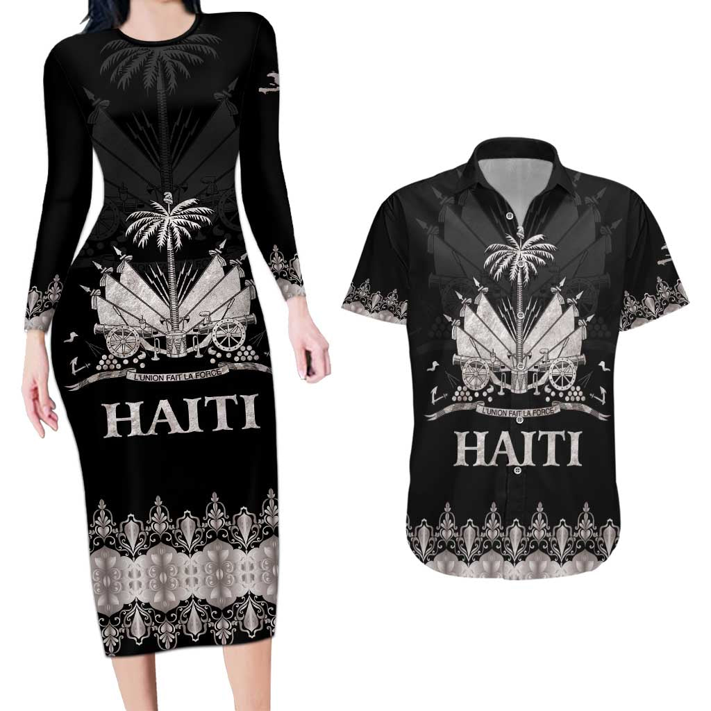 Haiti Neg Marron Silver Couples Matching Long Sleeve Bodycon Dress and Hawaiian Shirt Hope is Nothing Without Action - Wonder Print Shop